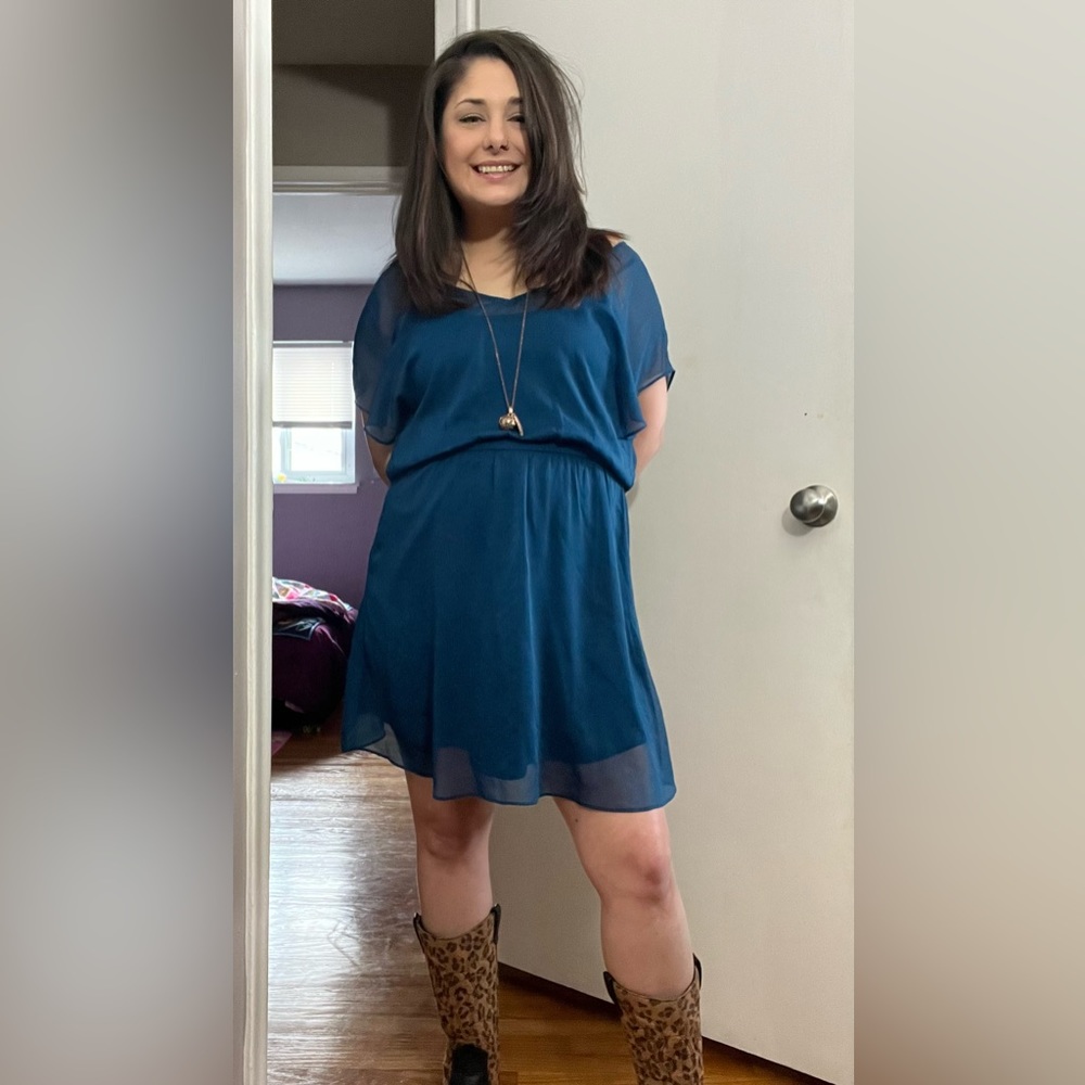 Blue Express Sheer lining Mini Dress